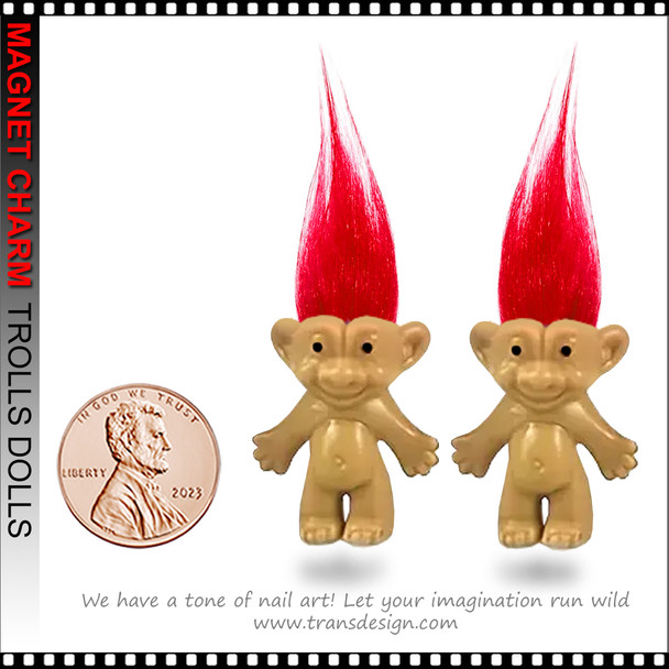 NAIL CHARM RESIN Magnet Trolls Dolls Collection, Red 2/Pack