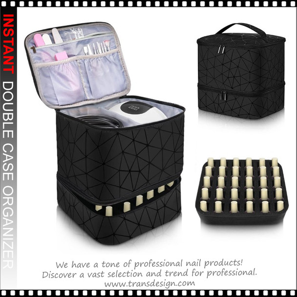DOUBLE CASE ORGANIZER with LED Light Space, Textured Black