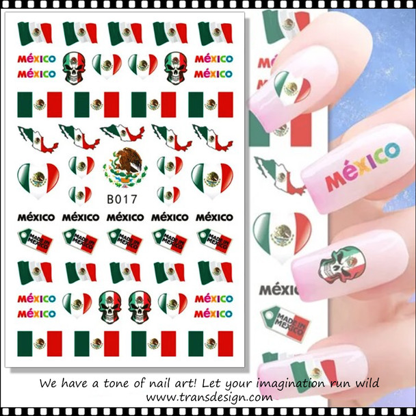 NAIL STICKER Country Mexico Flag, Map, Logo #B017