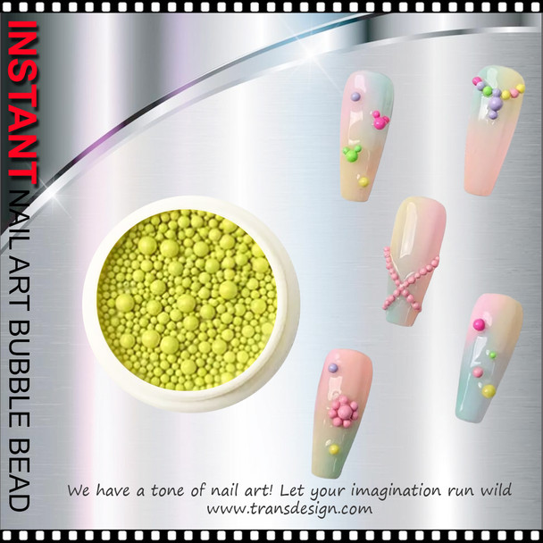 INSTANT NAIL ART Bubble Bead,Lime/Yellow Assorted Size