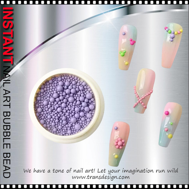 INSTANT NAIL ART Bubble Bead, Purple Assorted Size