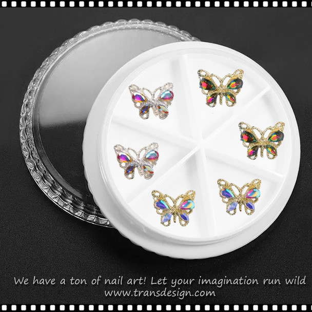 NAIL CHARM RHINESTON Butterfly With Crystal Zircon 6/Wheel