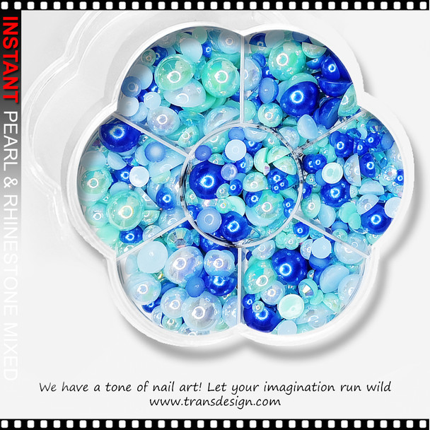 CHARM HALF BEAD Mix Blue  900/Case #40