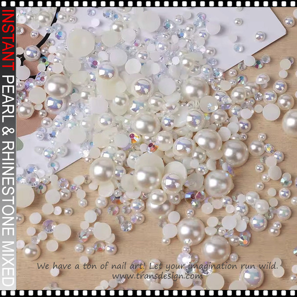 INSTANT PEARL & RHINESTONE Mixed Classic Ivory White 3200/Case #14 INSTANT PEARL & RHINESTONE Mixed Classic Ivory White 3200/Case #14