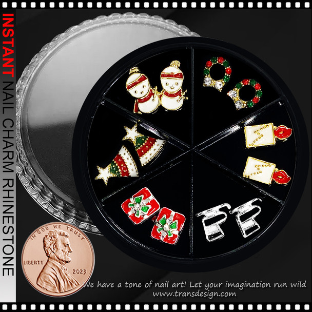 NAIL CHARM RHINESTONE Christmas Assorted Designs #5 12/Case