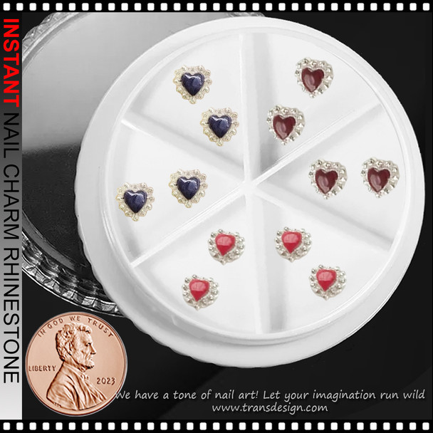 NAIL CHARM RHINESTONE Vibrant Mini Heart 12/Case
