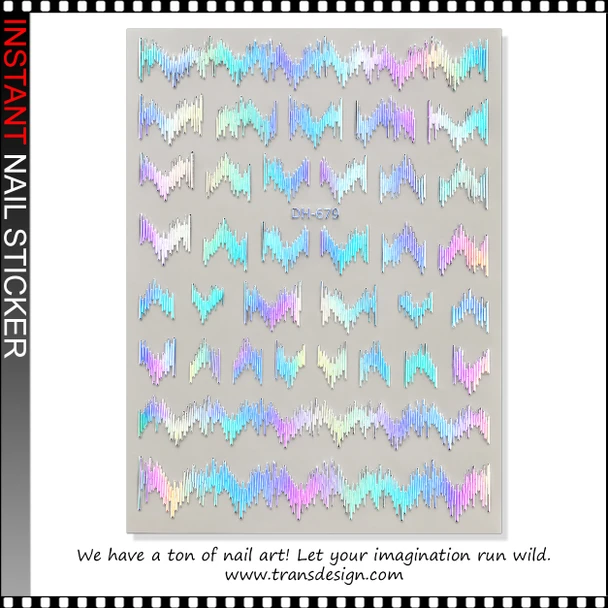 5D NAIL STICKER – ABSTRACTION, MULTICOLOR SILVER DIGITAL PULSE #DH-679 *