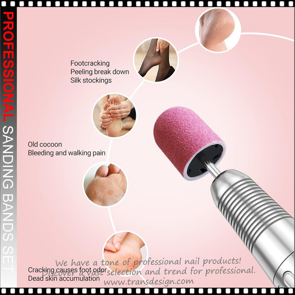 PROFESSIONAL Nail Drill Sanding Bands Set with Shaft