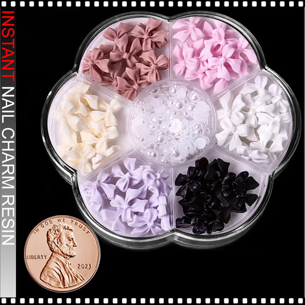NAIL CHARM RESIN 3D Colorful Bow-Knot  7/Case