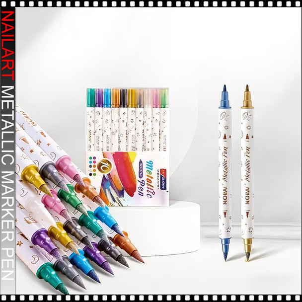 Double-headed Metallic Glitter Marker Pen 10/Pack