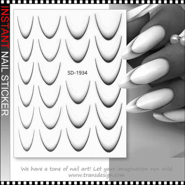 NAIL STICKER Gradient French Line, Black #SD1934