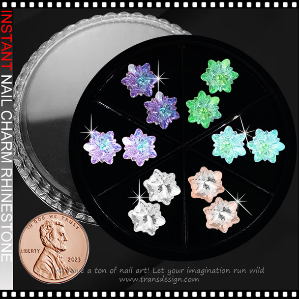NAIL CHARM RHINESTONE Iridescent Assorted Snowflake Large 12/Case #1