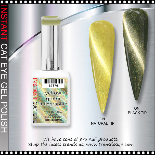 INSTANT CAT EYE GEL yellow-green holographic 0.5oz.