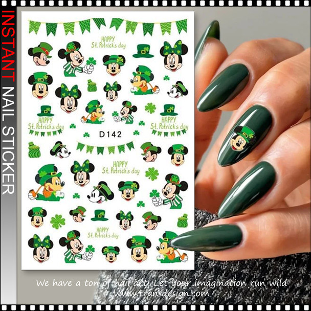 NAIL STICKER Cartoon Mickey Happy St Patrick's Day #D142