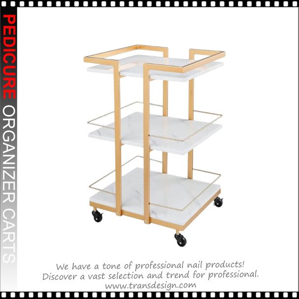 PEDICURE MANICURE Golden 3 Tier Rolling Cart with Wheels PEDICURE MANICURE Golden 3 Tier Rolling Cart with Wheels