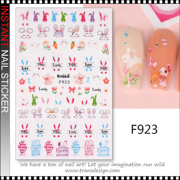 NAIL STICKER – EASTER BUNNIES, CARROTS, FLOWERS & CUTE PHRASES #F923 ...