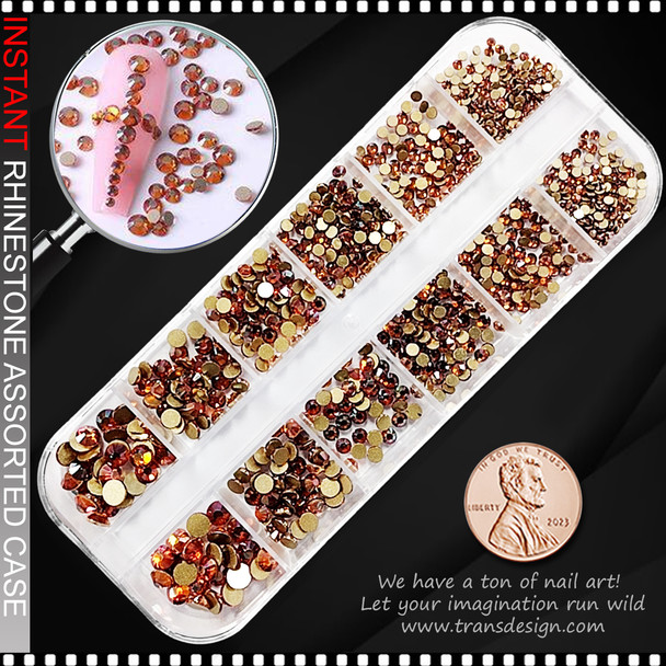 RHINESTONE CRYSTAL Round, Shiny Amber 1000/Case