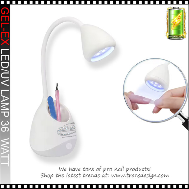 GEL-EX Portable 36W LED Gel Adhesive & Gel Polish Curing Lamp, White