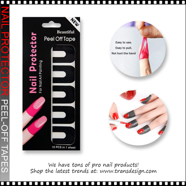 NAIL Protector Disposable Peel-Off Tapes Black 10/Pack