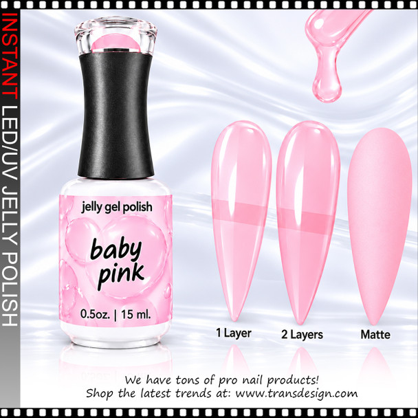 INSTANT JELLY GEL POLISH – BABY PINK 0.5 OZ.