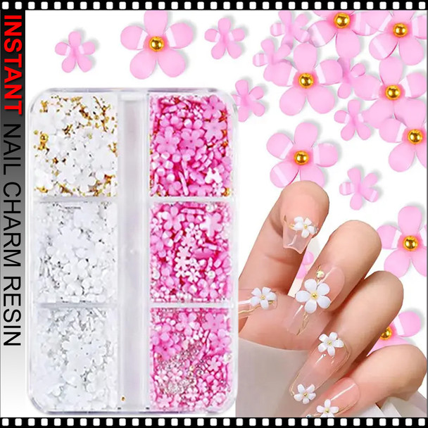 NAIL CHARM RESIN Mixed Cherry Blossom 6 Grids #3