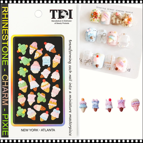 NAIL CARM RESIN Cream Mixed Summer Cone 50/Pack