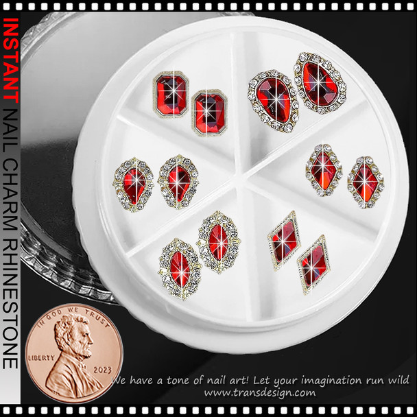 NAIL CHARM RHINESTONE Luxury Red 12/Case