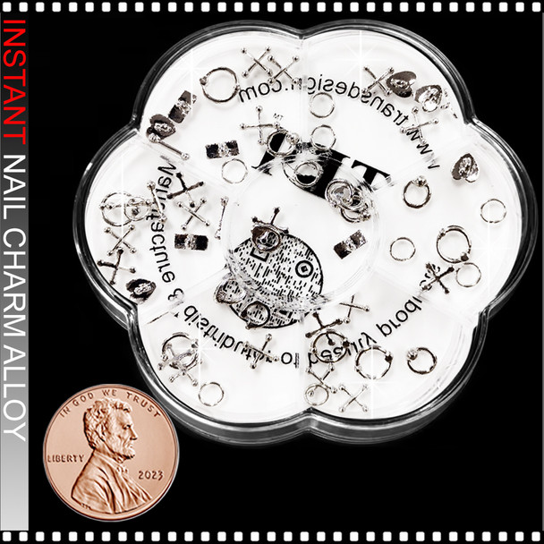 NAIL CHARM ALLOY Light Silver Vintage Punk 50/Case