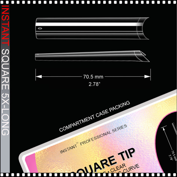 SQUARE -5X-Long, Clear, Straight, No 'C', Half Cover 180/Case
