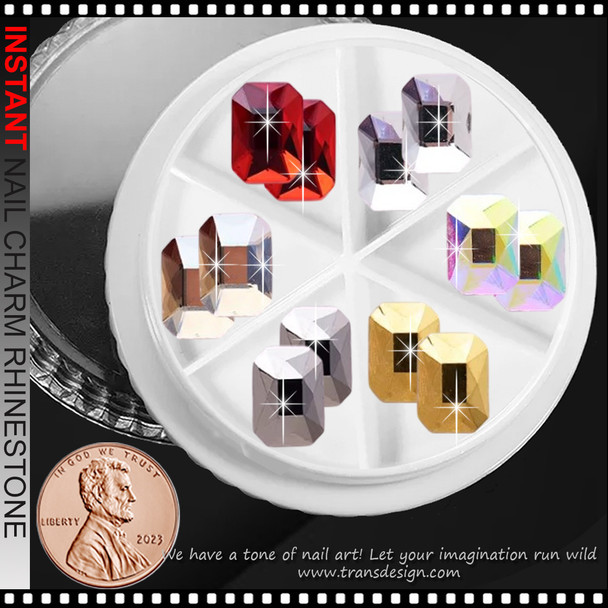 NAIL CHARM RHINESTONE Rectangular Cut – Multi-Color Crystal Stones 12/Case