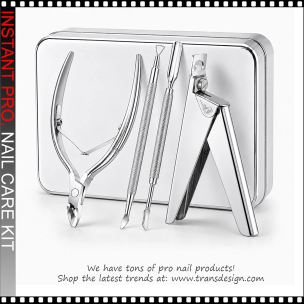 INSTANT PRO. Nail Care Tool Kit, 4/Metal Case - Chrome