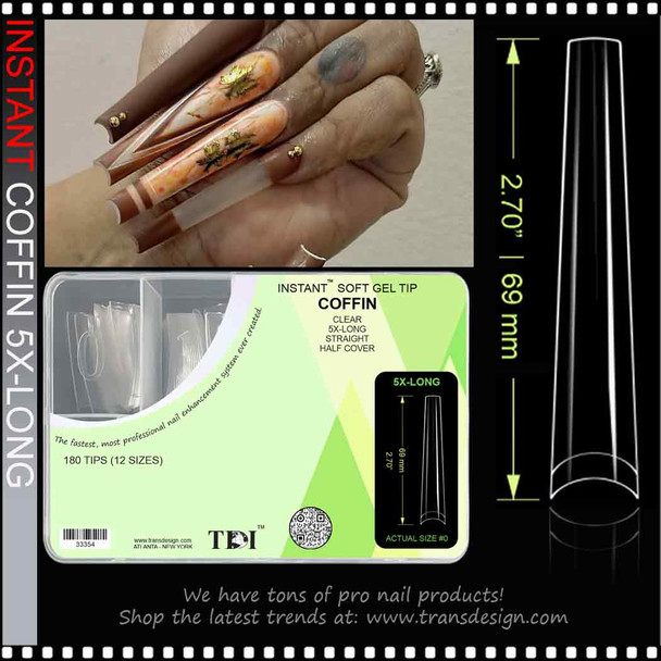 INSTANT COFFIN 5X-LONG, Clear, Straight, Half Cover 180/Case