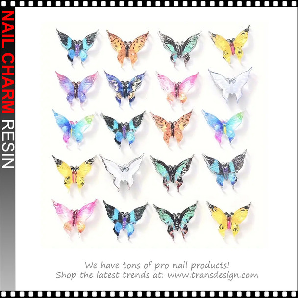 NAIL CHARM RESIN Shimmering 3D Butterfly Beads 50/Pack NAIL CHARM RESIN Shimmering 3D Butterfly Beads 50/Pack