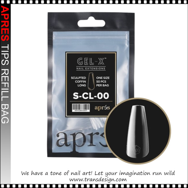 APRES GEL-X Sculpted Coffin Long Refill Bag 50/Pk