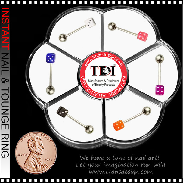 NAIL CHARM & TONGUE Colorful Dice Barbell 6/Case #2