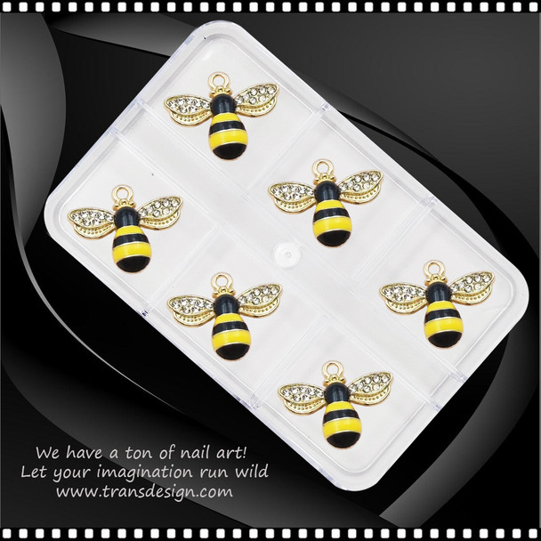 NAIL CHARM RHINESTONE Sparkling Cute Insect Bee 6/Case