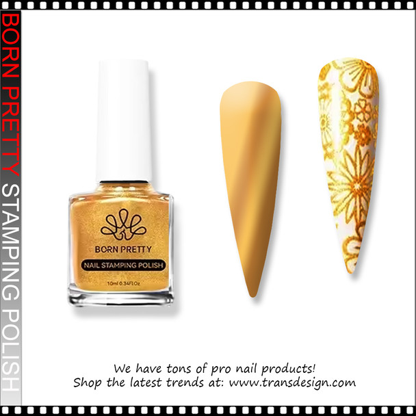 BORN PRETTY Nail Stamping Polish, Metallic Gold 0.34oz.