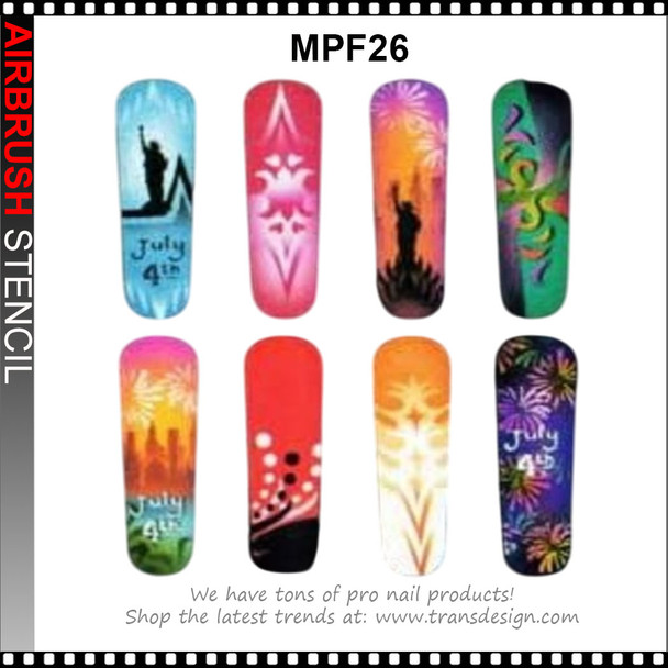 STENCIL MPF26 Statue of Liberty Silhouettes, City Skyline, Fireworks Bursts, and Abstract Patterns