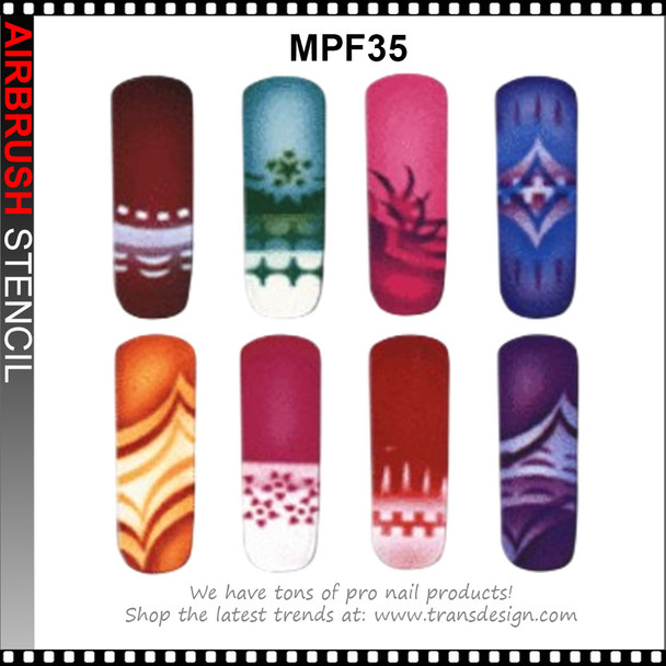 STENCIL MPF35 Curved Waves, Dotted Lace, Diamond and Stripe Border Pattern