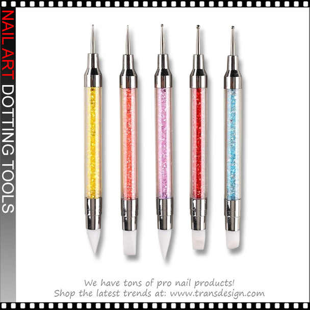 NAIL ART Double-End Silicone & Metal Dotting Tool 5/Pack