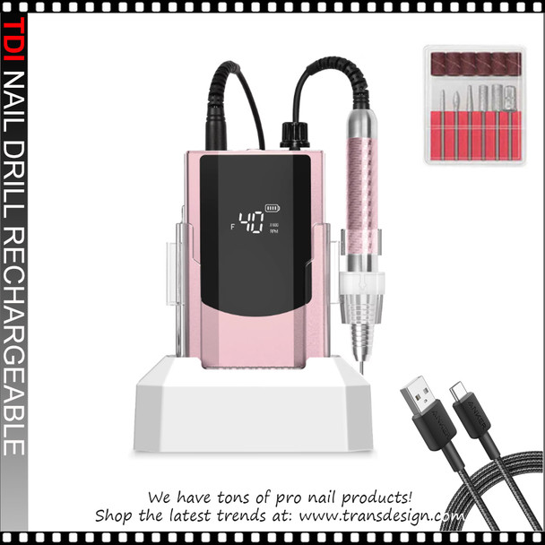 TDI Nail Drill High Speed Rechargeable Pink