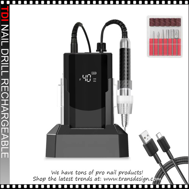 TDI Nail Drill High Speed Rechargeable Black