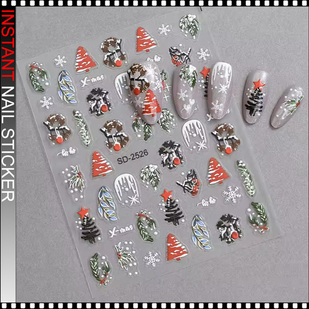 NAIL STICKER CHRISTMAS Trees, Hats & Snowflakes #5D-2526