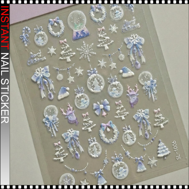 NAIL STICKER Iridescent Winter Ornaments #SL-1006
