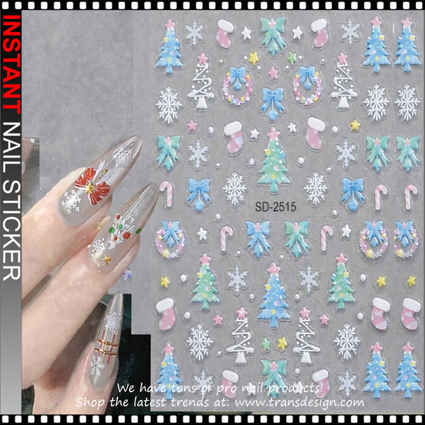 NAIL STICKER Christmas trees, Snowflakes, Candy canes #SD-2515