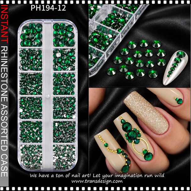 RHINESTONE RESIN Round, Emerald Green 1440/Case #PH194-12 *