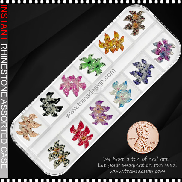 INSTANT Resin 3D Flower Nail Charms. Mixed Colors/Case