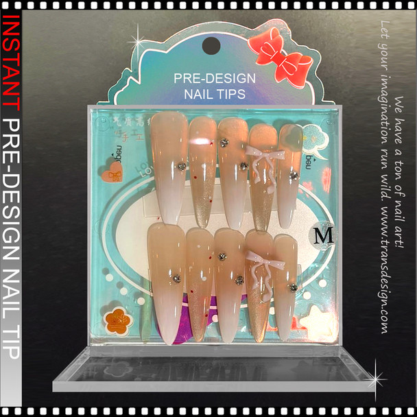 Nude Ombre Pink Bow Press-On Nails