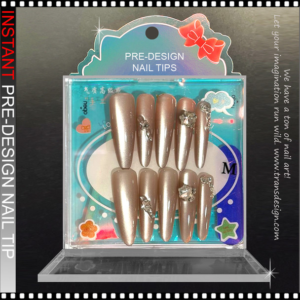 Mocha Nude Crystal Cluster Press-On Nails