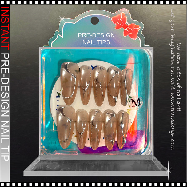 Champagne Nude Wavy Line Press-On Nails